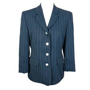 Escada Margaretha Ley Black And White Pinstripe 100% Wool Blazer.